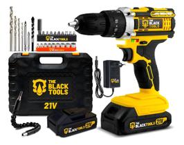 Parafusadeira Furadeira De Impacto The Black Tools Profissional TB21PX 2 Baterias Com Maleta 60Hz Amarelo Parafusadeira Furadeira De Impacto The Black Tools Profissional TB21PX 2 Baterias Com Maleta 60Hz Amarelo