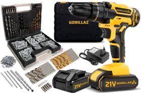 Parafusadeira Furadeira Impacto 2 Baterias 21v + Jogo 300 Pç