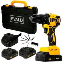 Parafusadeira Furadeira Impacto 20V BRUSHLESS com 2 Baterias e Maleta Kit 13 Peças PFE-20EVIB EVALD