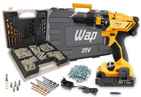Parafusadeira Furadeira Impacto 21v K21 Wap + Kit 300 Peças