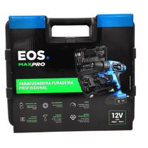 Parafusadeira Furadeira Impacto bateria 12V Kit Completo EOS Profissional Maleta 50 Acessórios