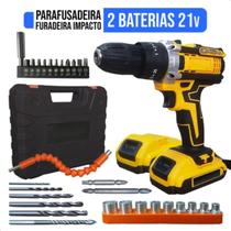 Parafusadeira Furadeira Impacto Maleta Carregador Amarela 30 Parafusadeira Furadeira Impacto Maleta Carregador Amarela 30
