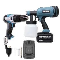 Parafusadeira Furadeira Impacto Wesco + Pistola Pintura Bateria 4ah Carregador Sem Fio Profissional Parafusadeira Furadeira Impacto Wesco + Pistola Pintura Bateria 4ah Carregador Sem Fio Profissional