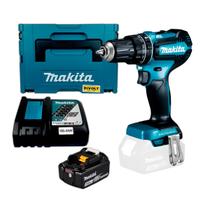 Parafusadeira Furadeira Makita DHP485RFJ 18V 13mm 60N.m Brushless Com Bateria Perfuração e Apertos em Materiais Diversos Profissional