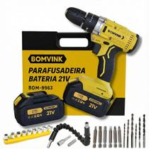 Parafusadeira Furadeira Profissional 21V com 2 Baterias Recarregáveis Kit Completo Portátil