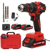 Parafusadeira Furadeira Profissional Brushless 2000mAh 21V 2 Baterias Spark BR Torque 55nm Maleta Acessórios 1800rpm