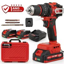 Parafusadeira Furadeira Profissional Brushless 2000mAh 21V 2 Baterias Spark BR Torque 55nm Maleta Acessórios 1800rpm