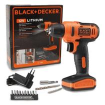 Parafusadeira furadeira sem fio 12v bivolt 10mm black + decker