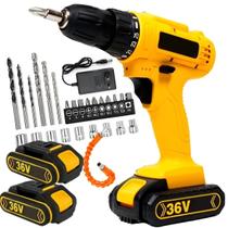 Parafusadeira Furadeira Sem Fio 2 Baterias 36v Com Kit Bits