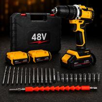 Parafusadeira Furadeira Sem Fio 48V com 2 Baterias, Kit 24 Peças, Carregador Bivolt e Maleta Parafusadeira Furadeira Sem Fio 48V com 2 Baterias, Kit 24 Peças, Carregador Bivolt e Maleta