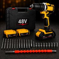Parafusadeira Furadeira Sem Fio 48V com 2 Baterias, Kit 24 Peças, Carregador Bivolt e Maleta Parafusadeira Furadeira Sem Fio 48V com 2 Baterias, Kit 24 Peças, Carregador Bivolt e Maleta