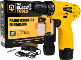 Parafusadeira Furadeira Sem Fio Bateria 12v Bivolt - The Black Tools