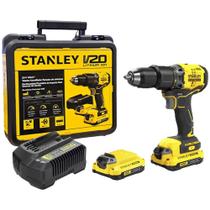 Parafusadeira/Furadeira Stanley 20V. Impacto 1/2'' Maleta Com 2 Baterias Max Carregador Bivolt Com Led 60Nm Sem Escovas - Sbd715C2K-Branco