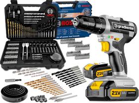Parafusadeira Impacto 2 Baterias 21v + Jogo 103 Brocas Bosch Cinza 60hz