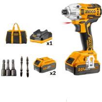 Parafusadeira Impacto Encaixe Sextavado 1/4 pol Bateria Ion Litio 20v Ingco CIRLI2004-9