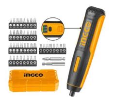 Parafusadeira Ingco 1/4 Bateria Íon-Lítio 4V + Bits E Estojo