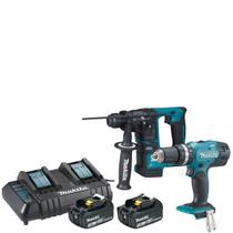Parafusadeira + Martelete DHP453+DHR171 Com Carregador Duplo Makita Parafusadeira + Martelete DHP453+DHR171 Com Carregador Duplo Makita