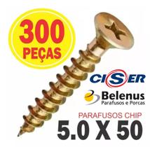 Parafuso 5.0 X 50 Chipboard Cabeça Chata P/ Madeira C/ 300pc - Belenus