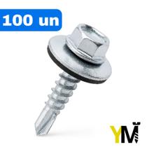 Parafuso Autobrocante para costura de telha 1/4x7/8 Kit 100un