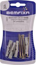 Parafuso Cabeça Chata 6mm C/ Bucha Oco BXB (Cartela Com 04 Unidades) - Bemfixa Parafuso Cabeça Chata 6mm C/ Bucha Oco BXB (Cartela Com 04 Unidades) - Bemfixa