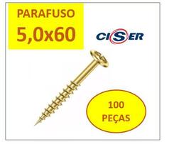 Parafuso Chipboard 5x60 Ciser Philips 100u Madeira Parede