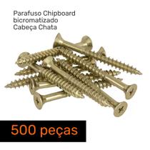 Parafuso Chipboard Cabeça Chata Phillips 5.0x60 Bicro Kit 500 Peças