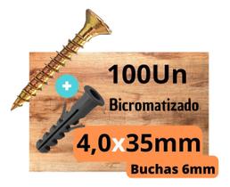 Parafuso Com Bucha Kit Com 100 Phs 4,0x35mm + 100 Buchas 6mm