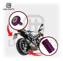 Parafuso De Placa + Tampa De Válvula Moto Redonda - Roxo