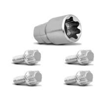 Parafuso de Roda Cromado Anti Furto M12 X 1,25 X 27 Chave 19 + 4P Fiat Todos / Peugeot / Citroen