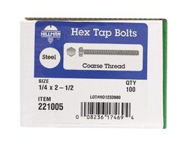 Parafuso de torneira hexagonal Hillman 1/4 x 6,35 cm em aço zinco, pacote com 100 unidades Parafuso de torneira hexagonal Hillman 1/4 x 6,35 cm em aço zinco, pacote com 100 unidades