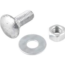 Parafuso Francês Zincado, 3/8" x 1", com Porca e Arruela, Cartela com 2 Conjuntos, Vonder