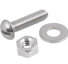 Parafuso Máquina Inox 1/4X1" Cabeça Redonda Porca e Arruela Com 4 peças Vonder
