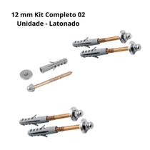 Parafuso P/ Vaso Sanitário 12 mm Kit Completo 2 Un Latonado