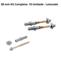Parafuso P/ Vaso Sanitário 8 mm Kit Completo 10 Un Latonado