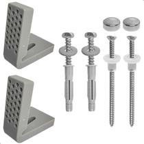 Parafuso para fixação lateral Bacia Vaso Sanitário Inox304 Suporte em L Bucha 4 vias Alta Fixação Bidê Mictorios Parafuso para fixação lateral Bacia Vaso Sanitário Inox304 Suporte em L Bucha 4 vias Alta Fixação Bidê Mictorios