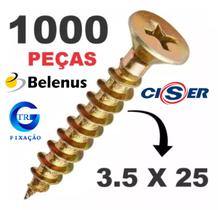 Parafuso para Madeira 3.5x25mm Cabeça Chata Phillips 1000 unidades - BELENUS / CISER / GTR