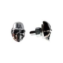 Parafuso Para Placa De Moto Par Caveira Soldado Metal Personalizada Banho Níquel Máxima Resistência Não Enferruja Estilo Motoqueiro Acessório Moto