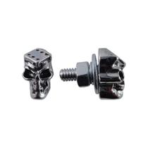 Parafuso Para Placa De Moto Par Dado Caveira Personalizada Banho Níquel Máxima Resistência Não Enferruja Estilo Motoqueiro Acessório Moto