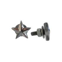 Parafuso Para Placa De Moto Par Estrela 5 Pontas Personalizada Banho Níquel Máxima Resistência Não Enferruja Estilo Motoqueiro Acessório Moto