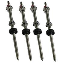 Parafuso Rosca Dupla Prisioneiro Painel Solar M10 X 200 Haste solar em aço inox completo Estrutura para fixação kit 4 unidades