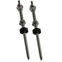 Parafuso Rosca Dupla Prisioneiro Painel Solar M10 X 250 Haste solar em aço inox completo Estrutura para fixação kit 2 unidades