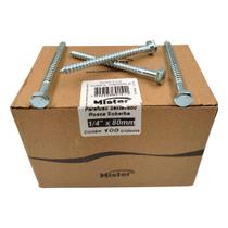 Parafuso Sextavado 1/4x80mm Rosca Soberba Zincado 100 Peças