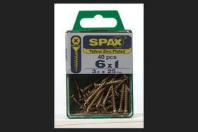 Parafuso SPAX 6 x 25 mm de zinco multimaterial Phillips 40 unidades Parafuso SPAX 6 x 25 mm de zinco multimaterial Phillips 40 unidades