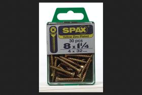 Parafuso SPAX No. 8 x 3,2 cm em aço zinco amarelo, pacote com 30