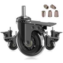 Parafuso UNC Caster Wheel MALLLALA 3/8-16 com fechadura dupla de segurança, pacote com 5 Parafuso UNC Caster Wheel MALLLALA 3/8-16 com fechadura dupla de segurança, pacote com 5