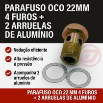 Parafuso Vazado Compressor Ar Mbb 1620 Om 366a/la 22X40X1,5 + 2 Arruela Aluminio