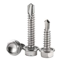 Parafusos autoperfurantes com cabeça de lavadora hexagonal 12 x 2,5 cm, aço inoxidável 410, 50 peças Mellewell
