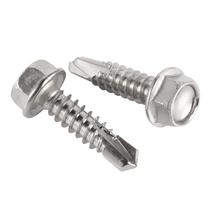 Parafusos autoperfurantes com cabeça de lavadora hexagonal 14 x 3/4 em aço inoxidável 410