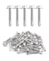 Parafusos autoperfurantes com cabeça de lavadora hexagonal inoxidável 8 x 25 mm (100) Parafusos autoperfurantes com cabeça de lavadora hexagonal inoxidável 8 x 25 mm (100)