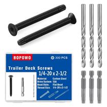 Parafusos Bopowo 1/4-20 x 2,5" de cabeça plana para corte de rosca 300 unidades Parafusos Bopowo 1/4-20 x 2,5" de cabeça plana para corte de rosca 300 unidades
